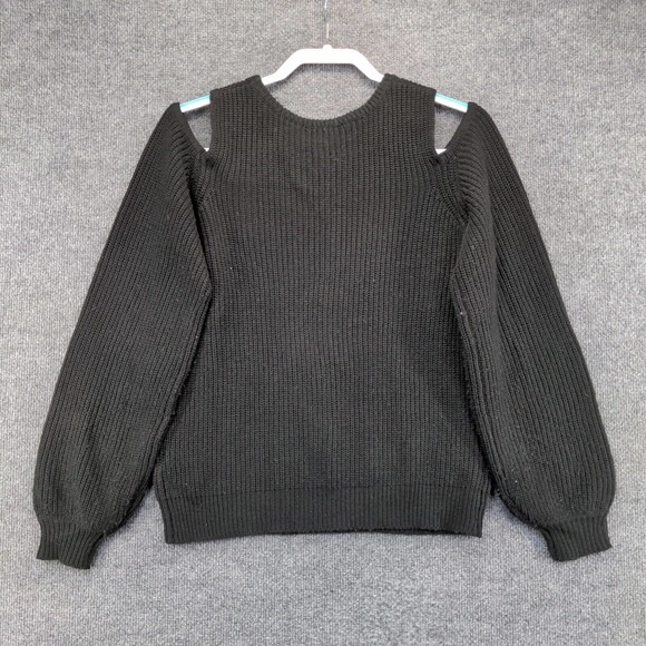 Philosophy Republic Clothing Womens Wool Blend Sweater Black Small Cold Shoulder - Picture 4 of 12